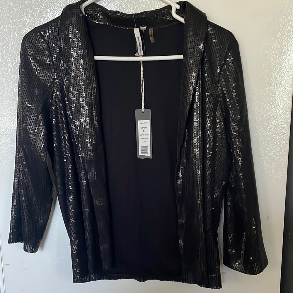 Michael Stars Black Sequin Cropped Jacket Small NWT